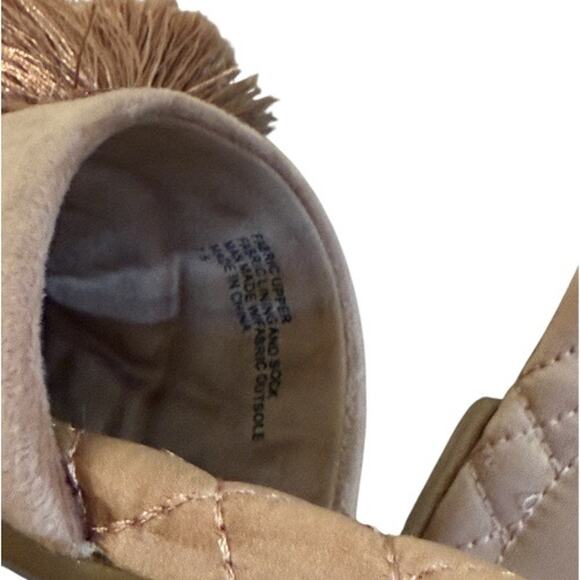 Birdies 7.5 Songbird Pom Pom Slides Velvet Blush Pink Mules Slipper Flats Tassle - Picture 10 of 11